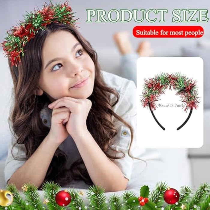 Hotop 6 Pcs Halloween Headband Pom Pom Fuzzy Costume Headband Christmas Hair Decoration Party Headwear for Women Men - Image 3